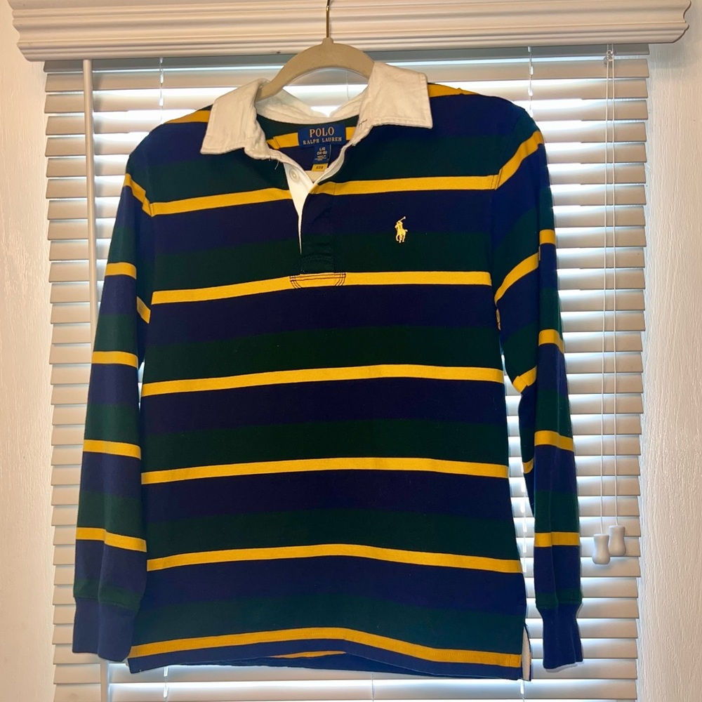 Polo by Ralph Lauren Kids Striped Rugby Shirt - Navy, Yellow, Green
